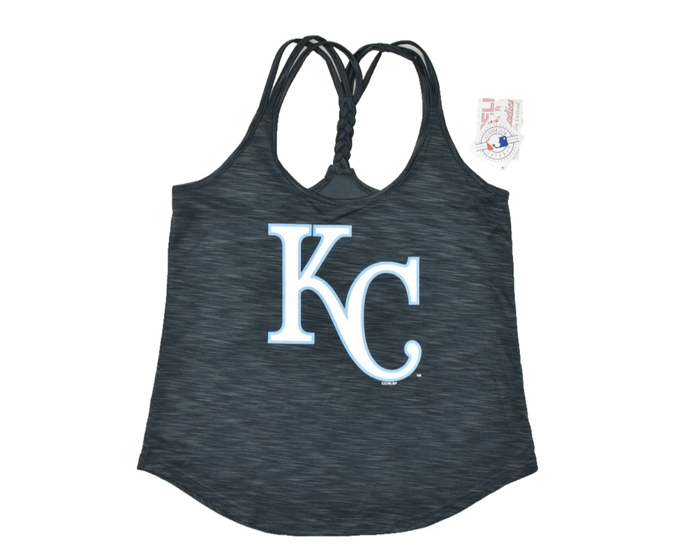 Kansas City Royals MLB Sideline Apparel Women's L Gray Space Dye Tank Top NEW